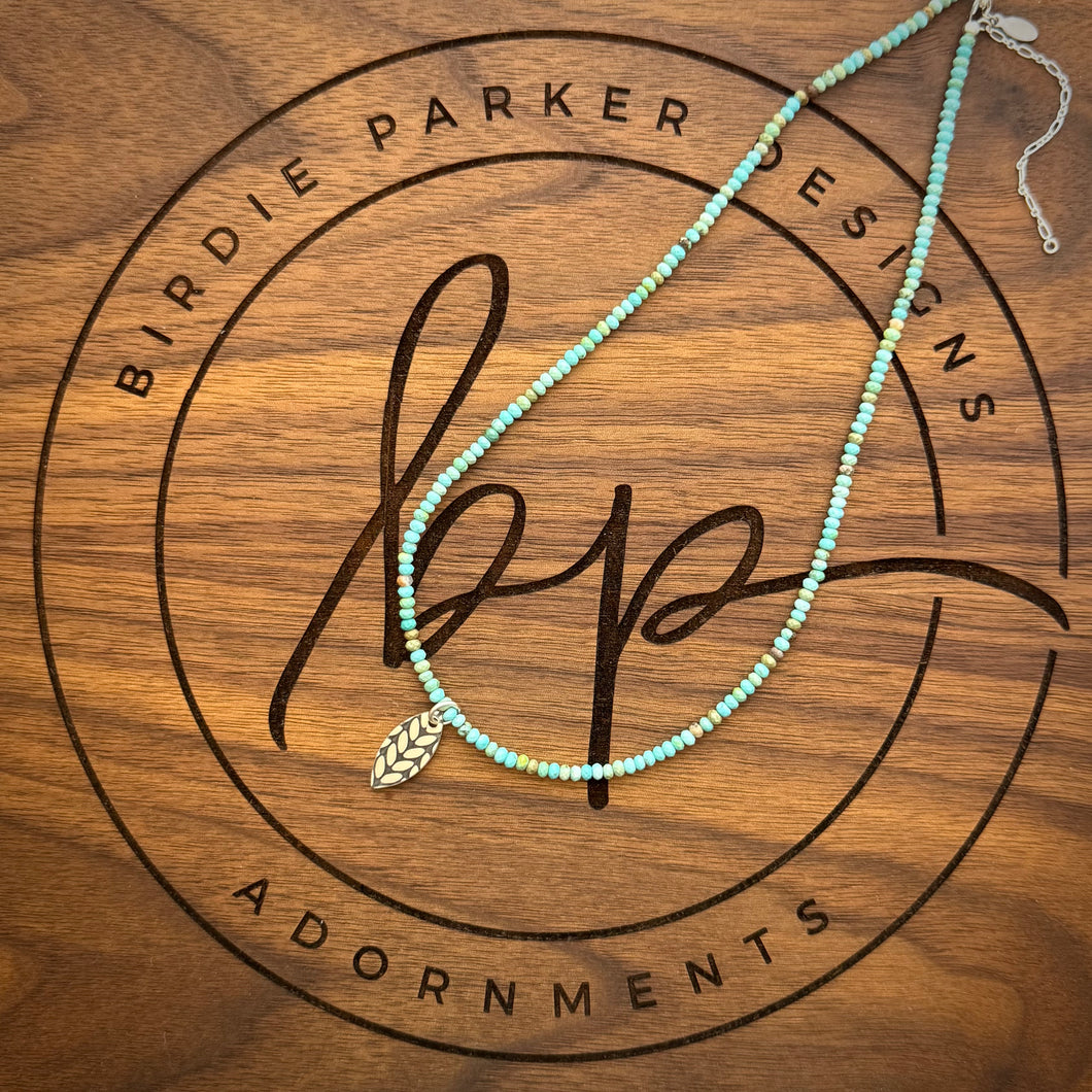 BLUE TURQUOISE RONDELLE BEAD NECKLACE