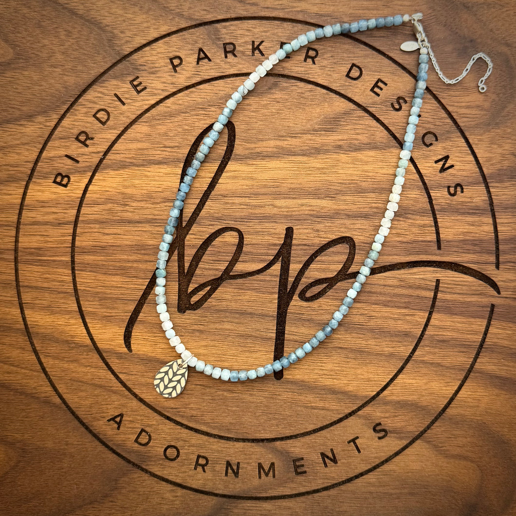 BLUE AQUAMARINE BEAD NECKLACE