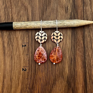 ORANGE FIRE AGATE DROP EARRINGS