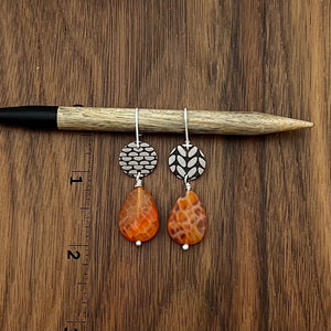 ORANGE FIRE AGATE DROP EARRINGS