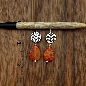 ORANGE FIRE AGATE DROP EARRINGS