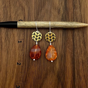 ORANGE FIRE AGATE DROP EARRINGS