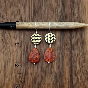 ORANGE FIRE AGATE DROP EARRINGS