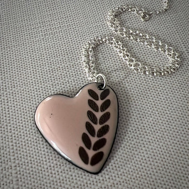 LASER ETCHED ENAMEL HEART PENDANT