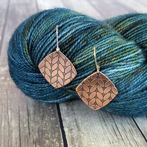 KATIE small copper stockinette knit stitch earrings