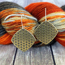 KATIE large brass stockinette knit stitch earrings