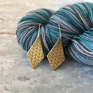 SARAH brass stockinette knit stitch earrings