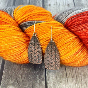 SUSAN copper stockinette knit stitch earrings