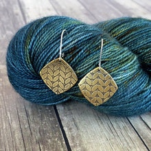 KATIE small brass stockinette knit stitch earrings