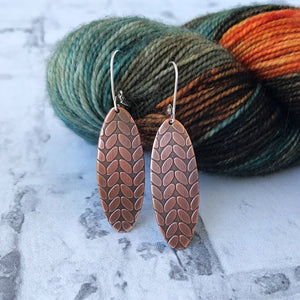 JOLEE copper stockinette knit stitch earrings