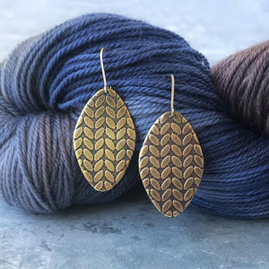 SIERRA brass stockinette knit stitch earrings